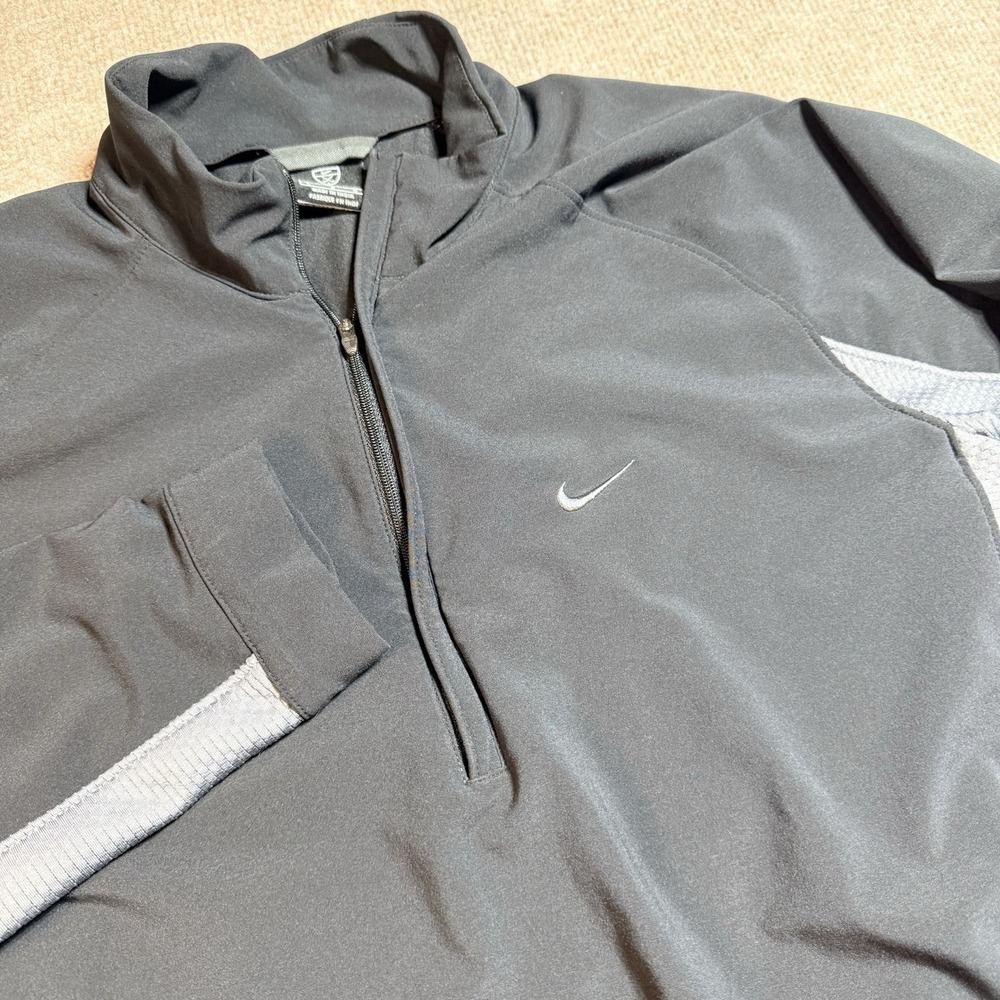 Nike Golf Clima-Fit Mens Large Black Grey Quarter Zip Pullover Windbreaker